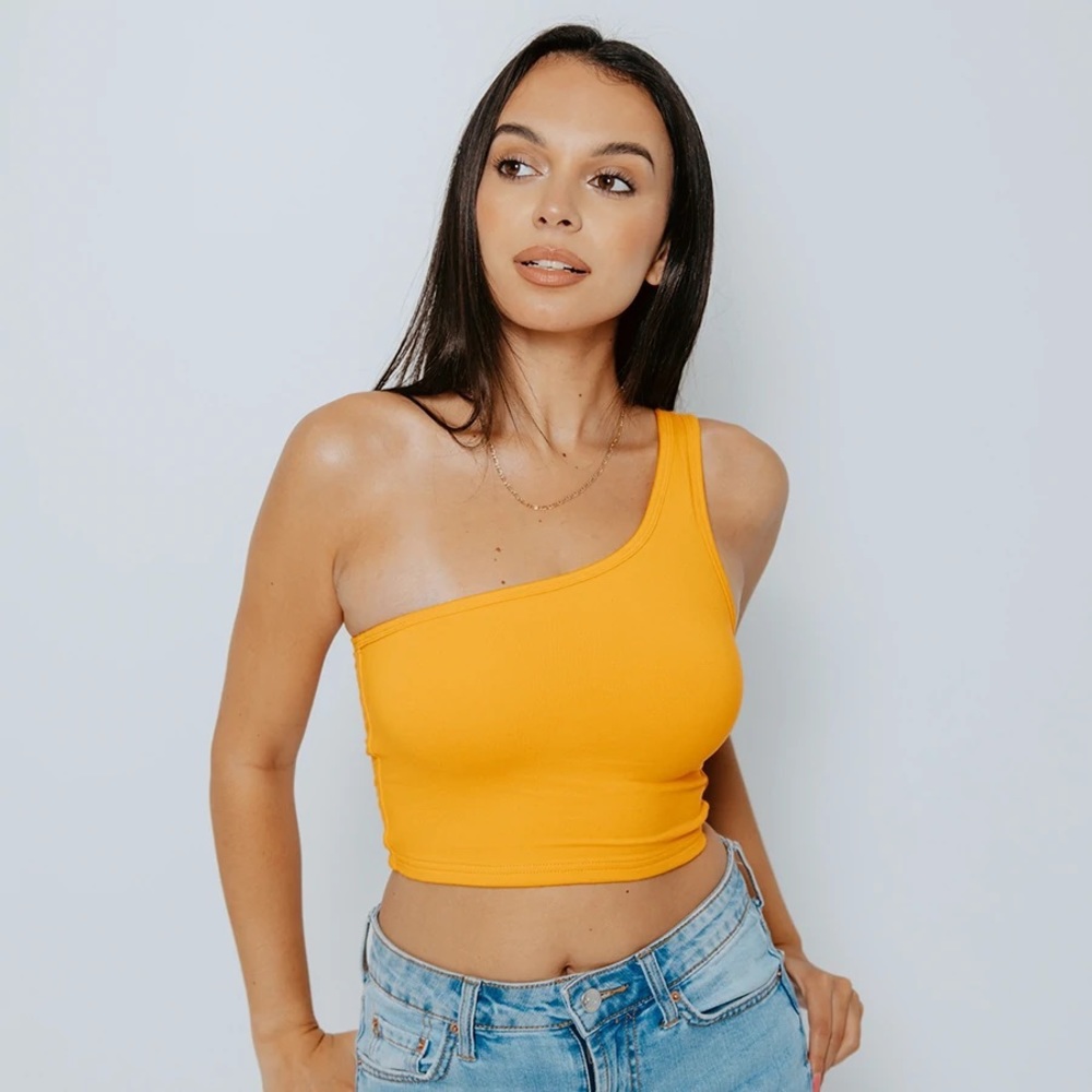 Klassy Network One-Shoulder Brami Crop Top